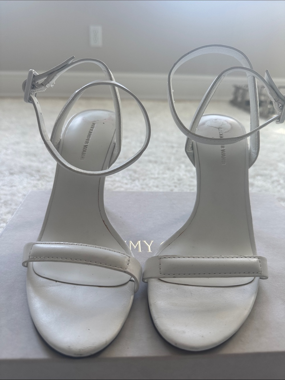 Alexander Wang White Minimalist Ankle-Strap Heels